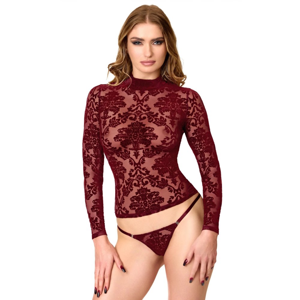 Noir Handmade - Masquerade LongSleeve Top - Bordeauxrot